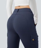 Pantalon cargo de randonnée ajusté polaire taille haute avec poches