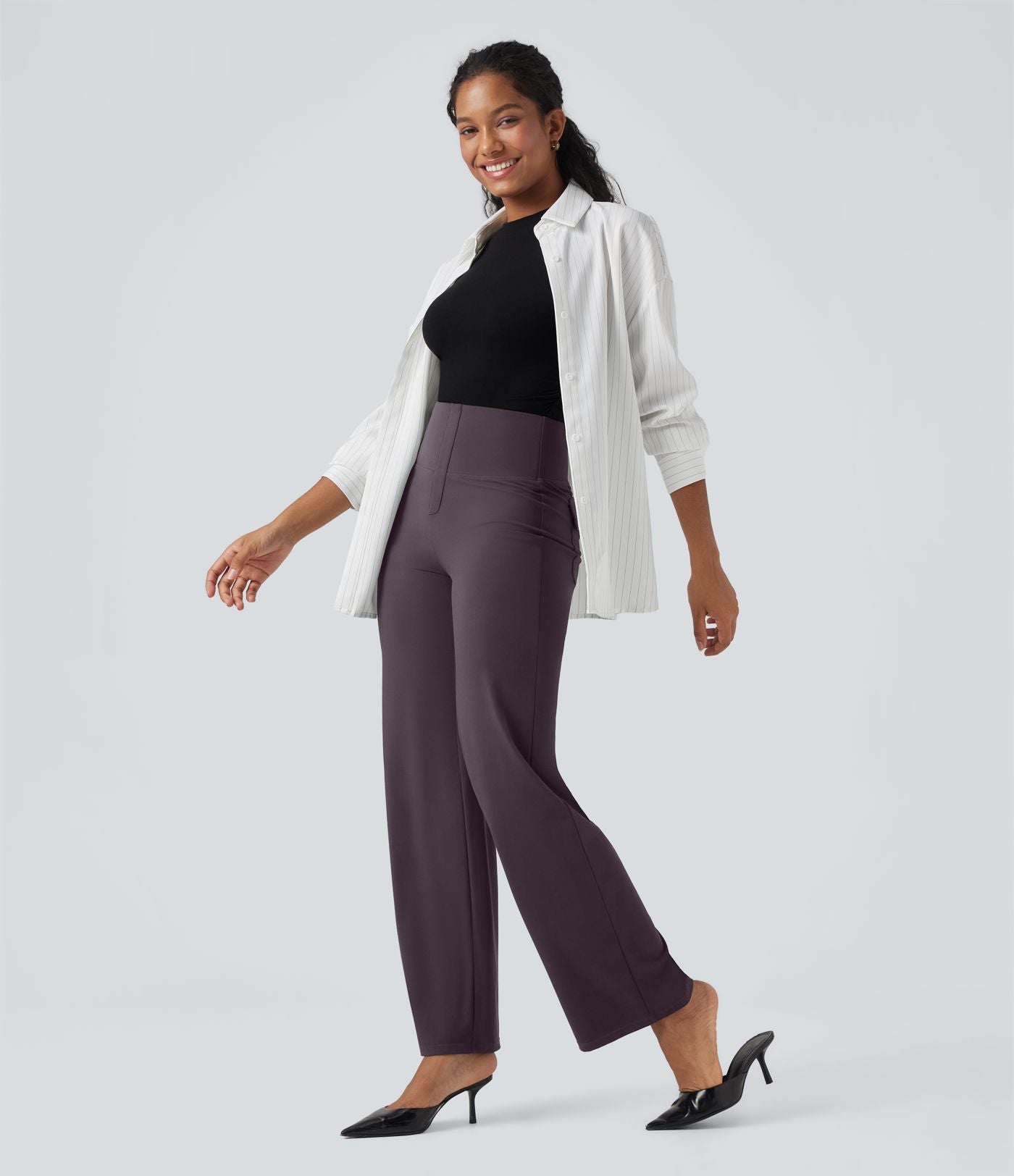 Pantalon de travail droit gainant taille haute avec poches Halara UltraSculpt™