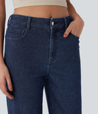 Jean taille haute Halara Flex™ jambes droites, effet sparkle avec poches