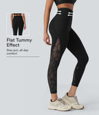 Legging d'entraînement gainant taille haute avec détails dentelle contrastée et poches Halara UltraSculpt™