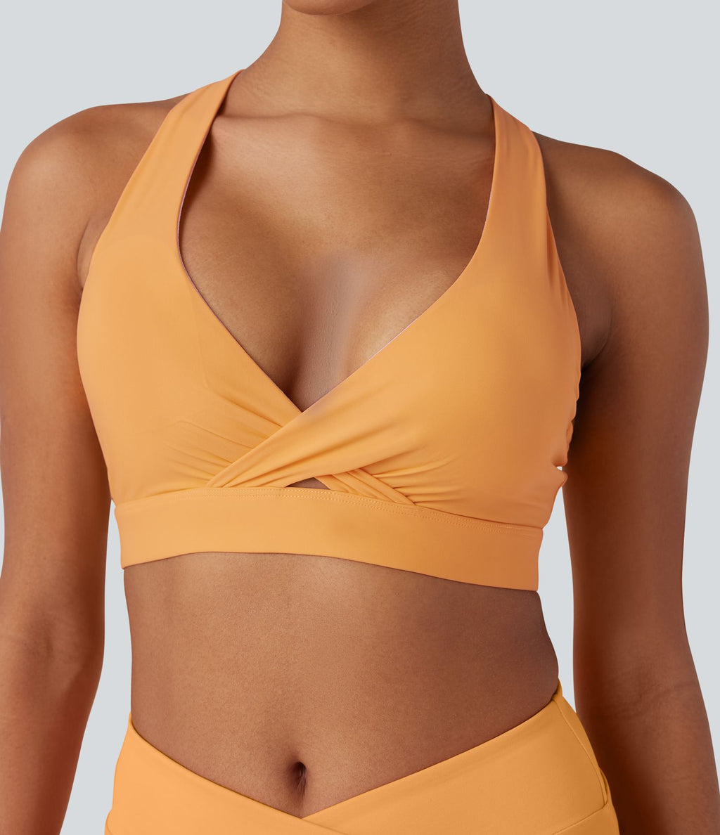 Haut de maillot de bain bikini plage et ville dos nu entrecroisé avec boucle réglable
