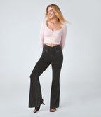 Jean super évasé Halara Flex™ décontracté maille denim extensible délavée effet frais InstantCool taille haute poches croisées