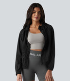 Veste de course à capuche à manches longues avec empiècements en mesh contrasté et poches – Protection UPF 50+