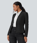 Blazer tailleur ajusté en sergé manches longues avec poches