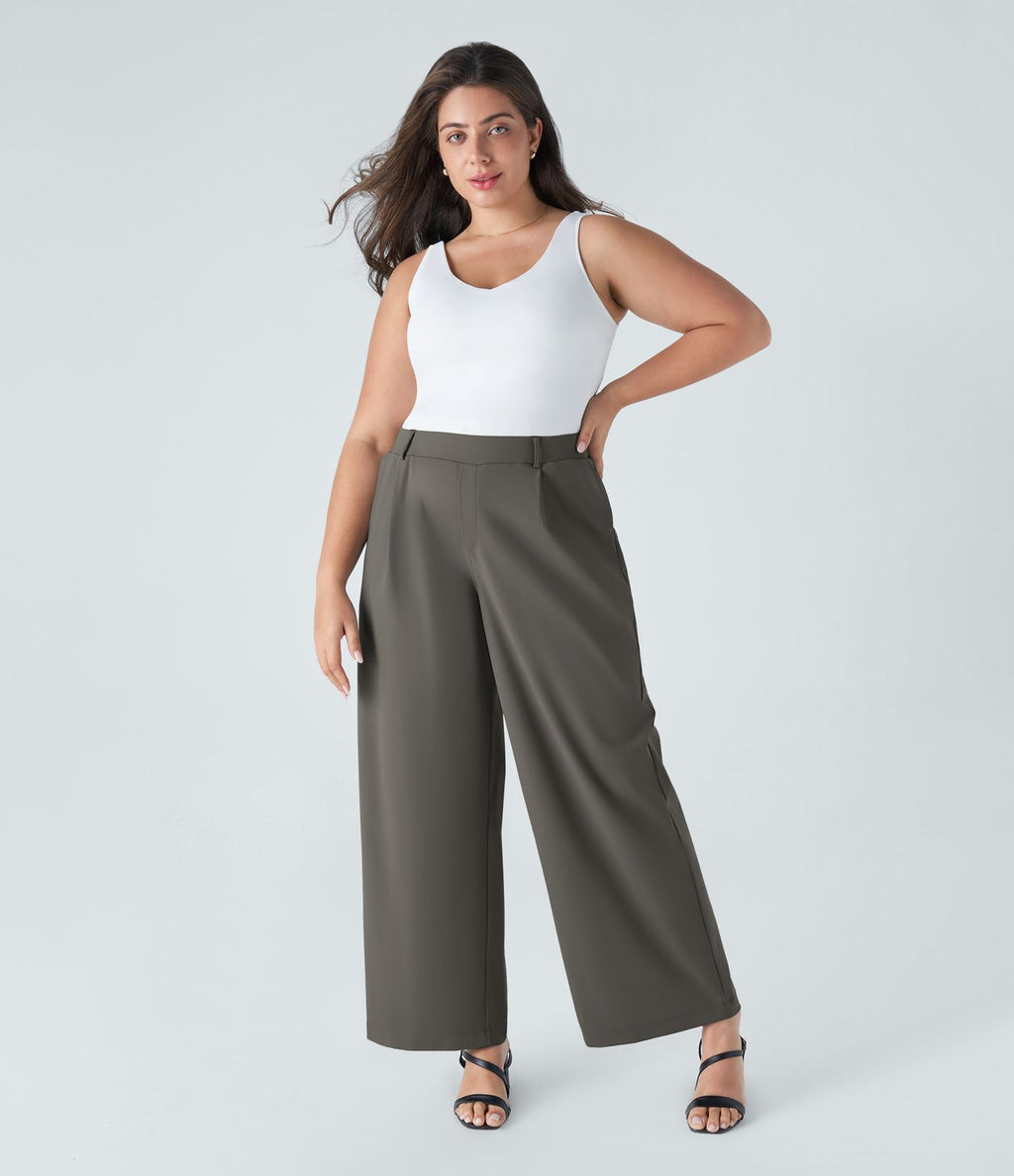 Pantalon de travail grande taille coupe droite taille haute Halara Flex™ DayStretch avec poches