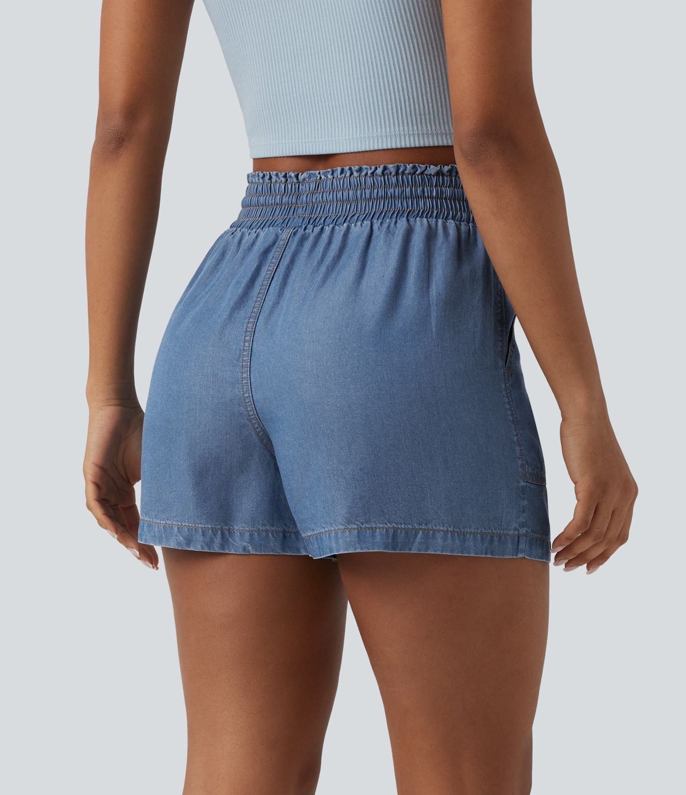 Jean large casual taille mi-haute en lyocell avec poches
