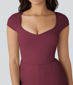 Combinaison de yoga Softlyzero™ Airy avec col U, manches courtes et poches latérales - Édition Easy Peasy