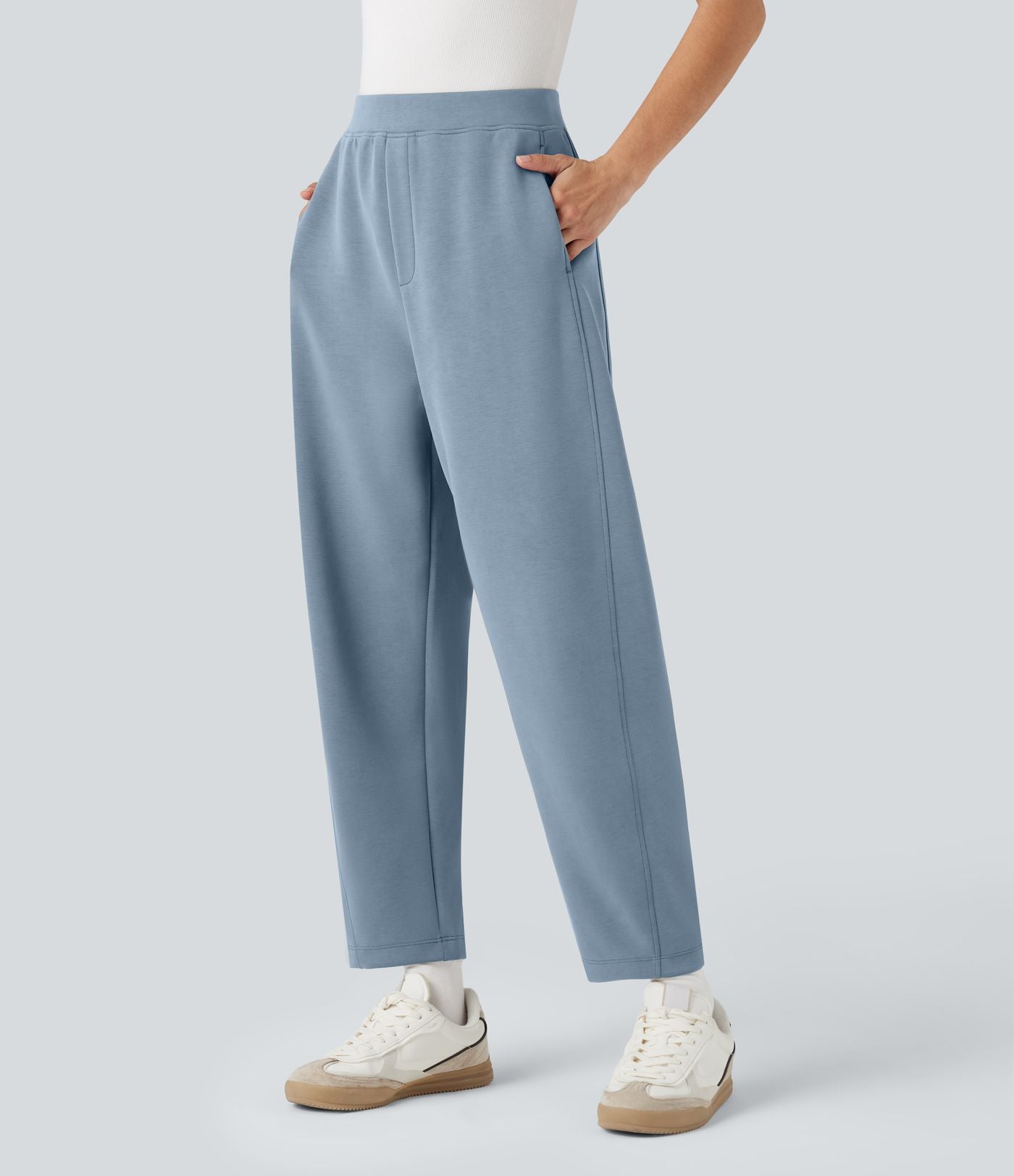 Pantalon décontracté SpacerTek™ taille haute, coupe relax large 7/8, avec poches