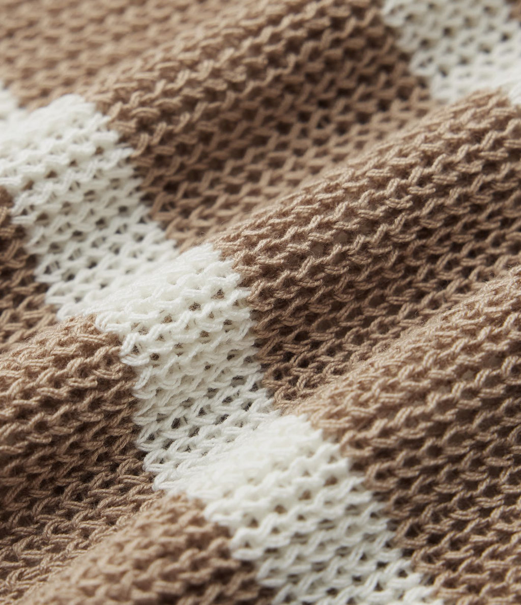 Pull décontracté sans manches demi-zip à rayures