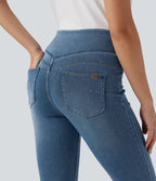 Legging skinny 7/8 en denim Halara Flex™ taille haute gainant avec poches