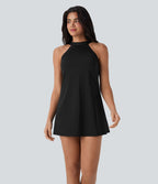 Robe de yoga courte 2-en-1 dos nu à nouer Softlyzero™ Airy Cool Touch avec poche latérale - UPF50+