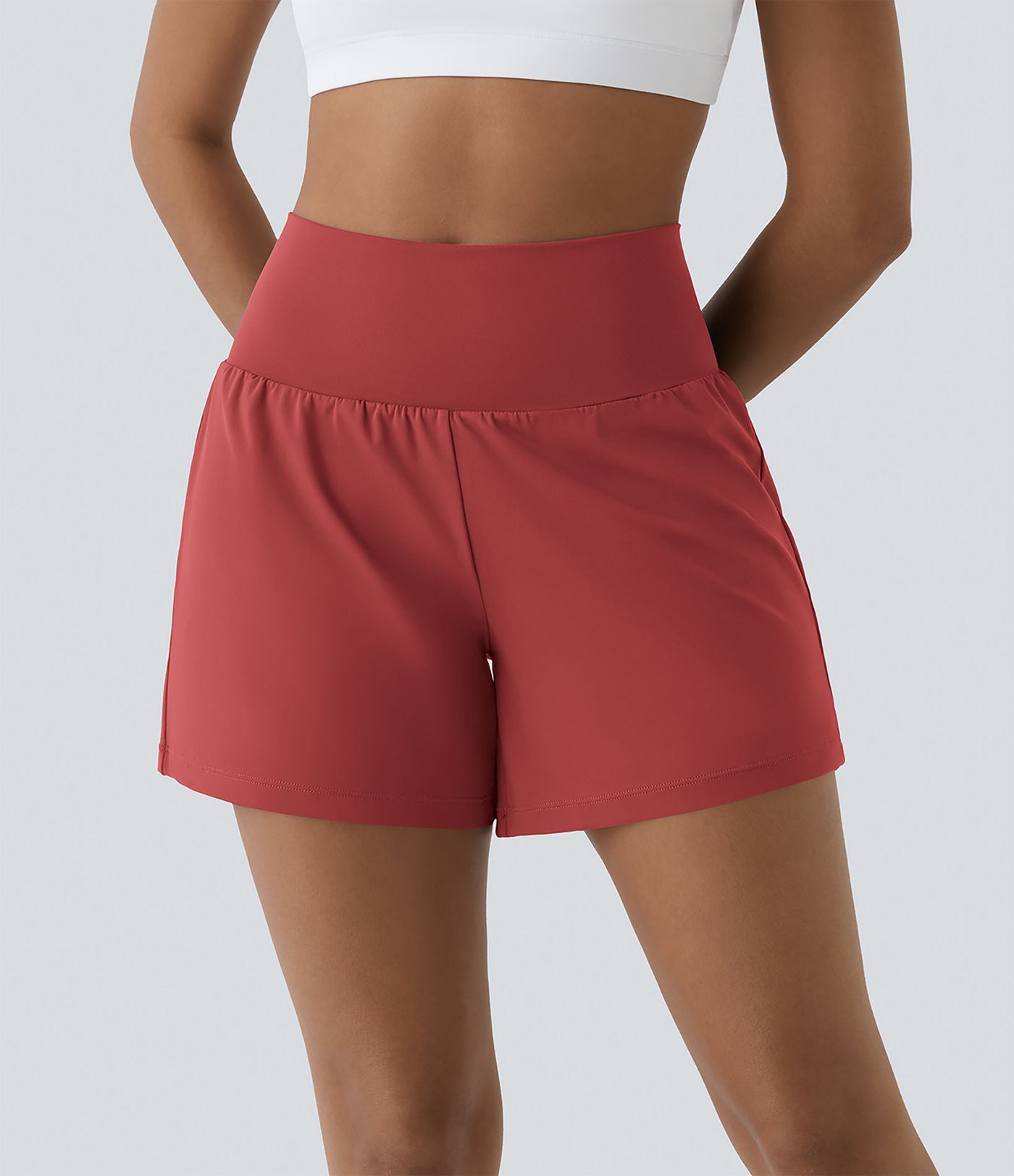 Short yoga 2-en-1 SoftlyZero™ Airy effet frais InstantCool taille très haute 12,5 cm avec poches, longueur allongée