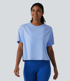 Haut de sport yoga col rond manches chauve-souris décontracté effet frais InstantCool séchage rapide, protection solaire UPF50+