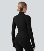 Veste de yoga Halara UltraSculpt™ col montant froncée push-up manches longues à trous pouces avec poches