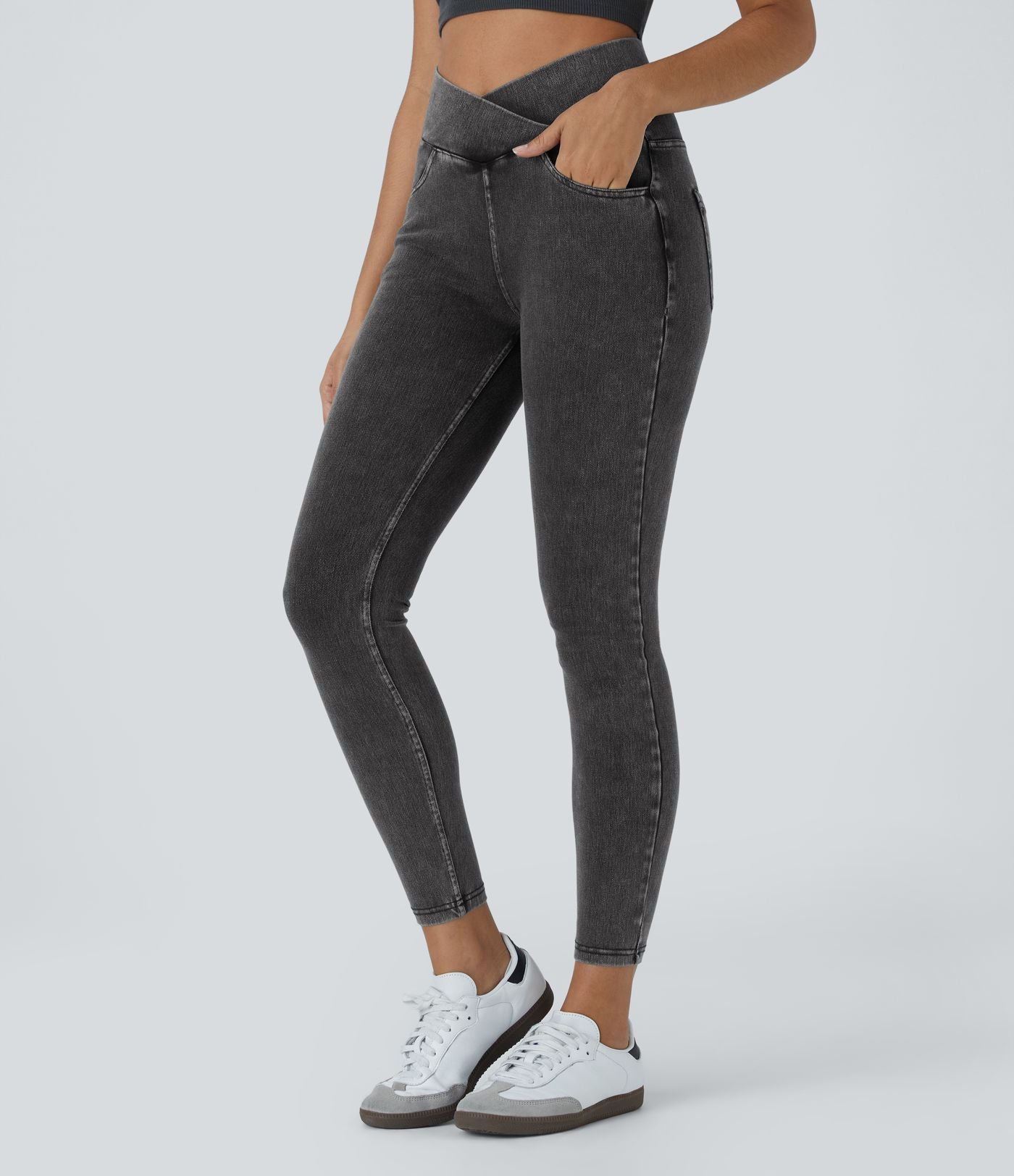 Halara Flex™ Jegging Travail Taille Haute Croisé Poches Multiples Tricot Extensible