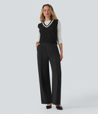 Pantalon tailleur coupe droite taille haute Halara Flex™ avec poches