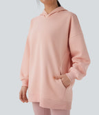 Sweat-shirt décontracté polaire oversize à capuche manches longues avec poches