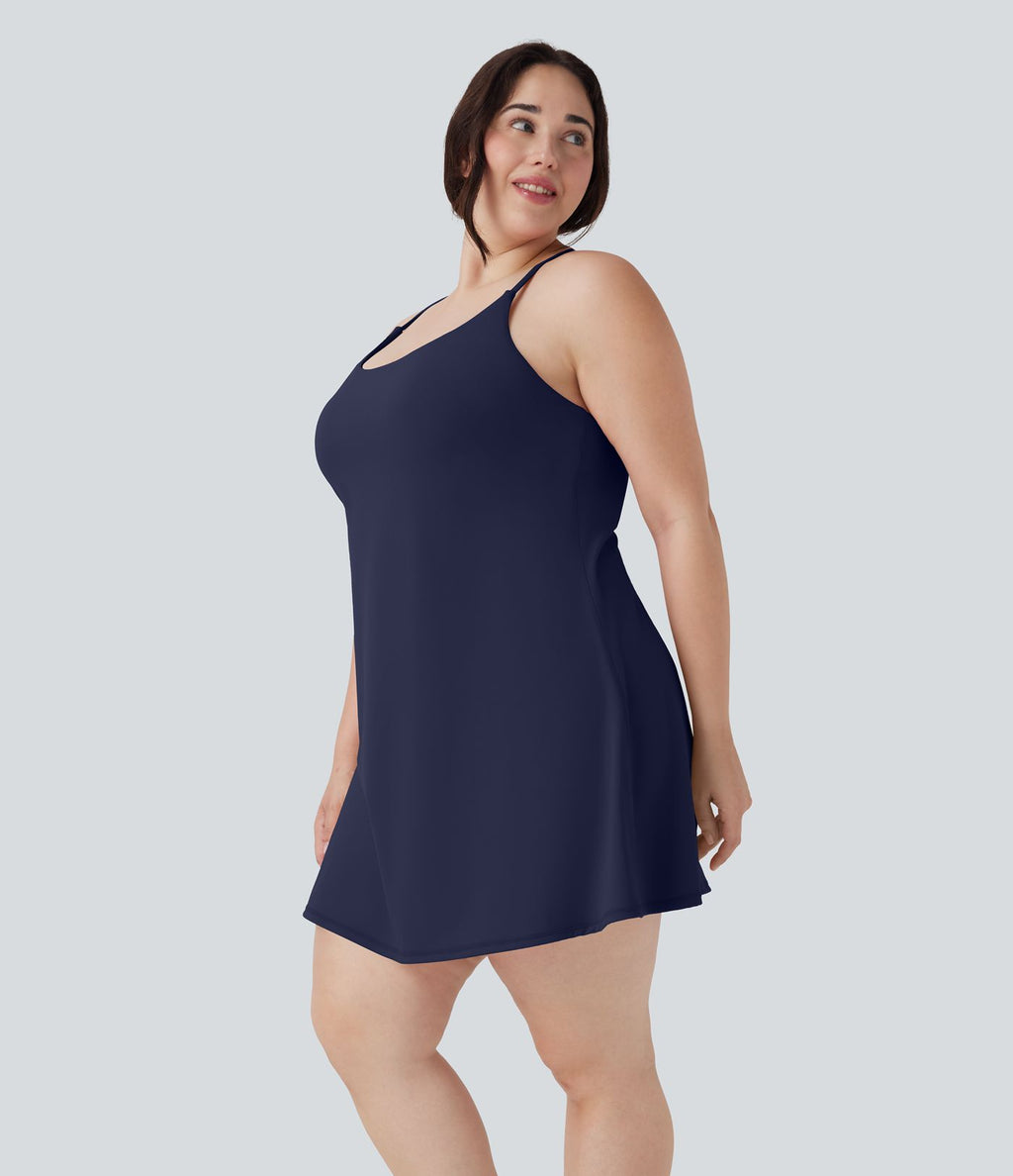 Robe de sport grande taille dos nu Softlyzero™ Plush - longueur rallongée - Easy Peasy Edition