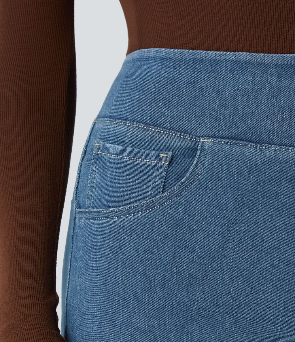 Halara Flex™ Jean Large Travail à Taille Haute Poches Multiples et Tricot Extensible