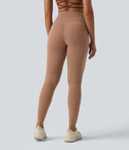 Legging de running 7/8 gainant Halara UltraSculpt™ imprimé léopard taille haute ventre plat avec poches