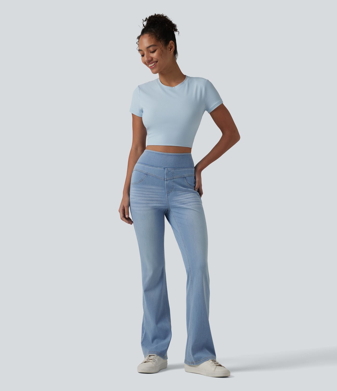 Jean Halara Flex™ taille haute évasé slim décontracté avec poches