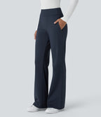 Pantalon tailleur évasé taille mi-haute Halara Flex™ DayStretch avec zip latéral et poches