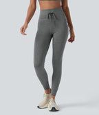Legging 7/8 de yoga chiné taille haute séchage rapide avec cordon de serrage Halara UltraSculpt™ et poches