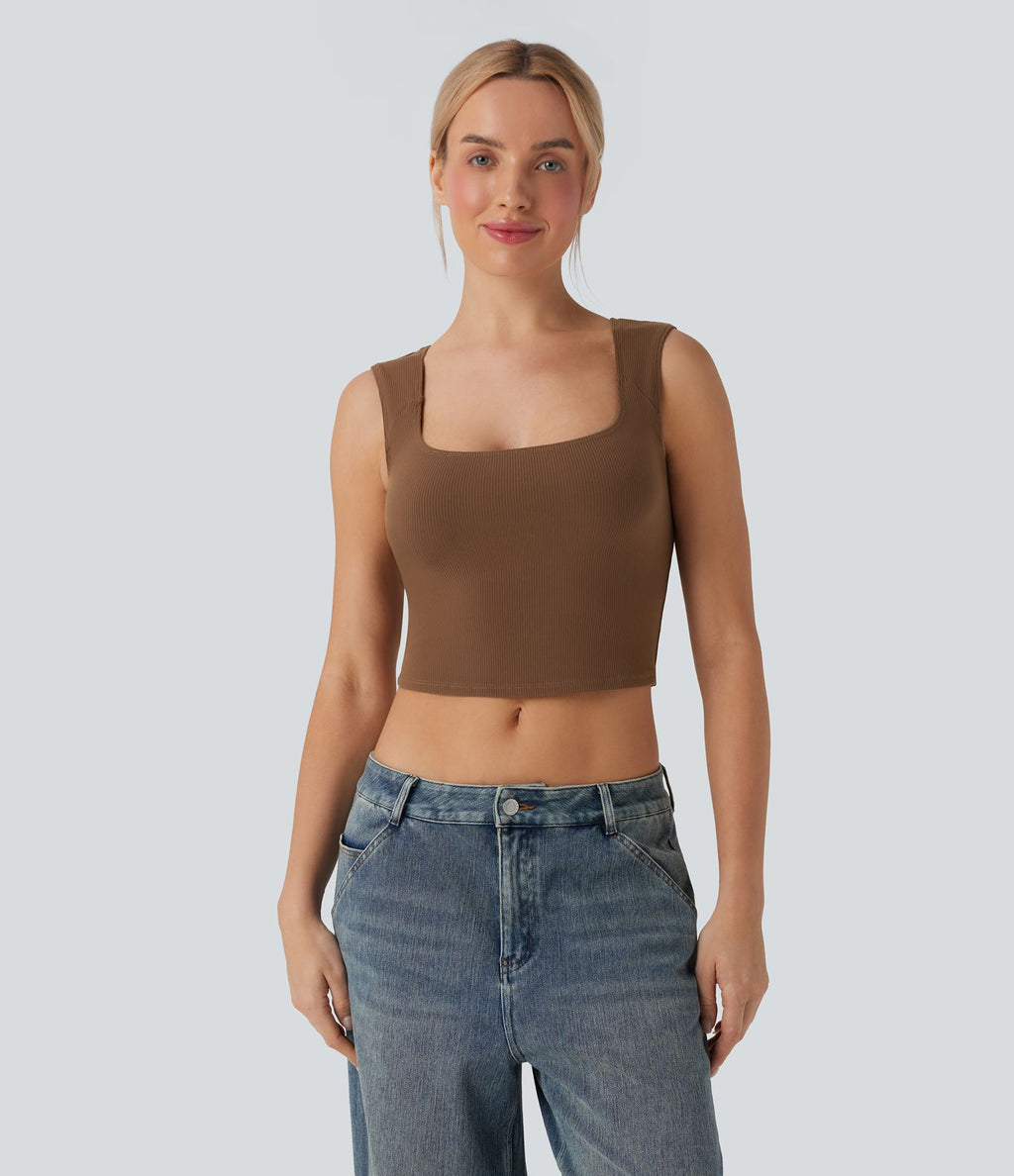 Débardeur crop casual SoftlyZero™ côtelé col U