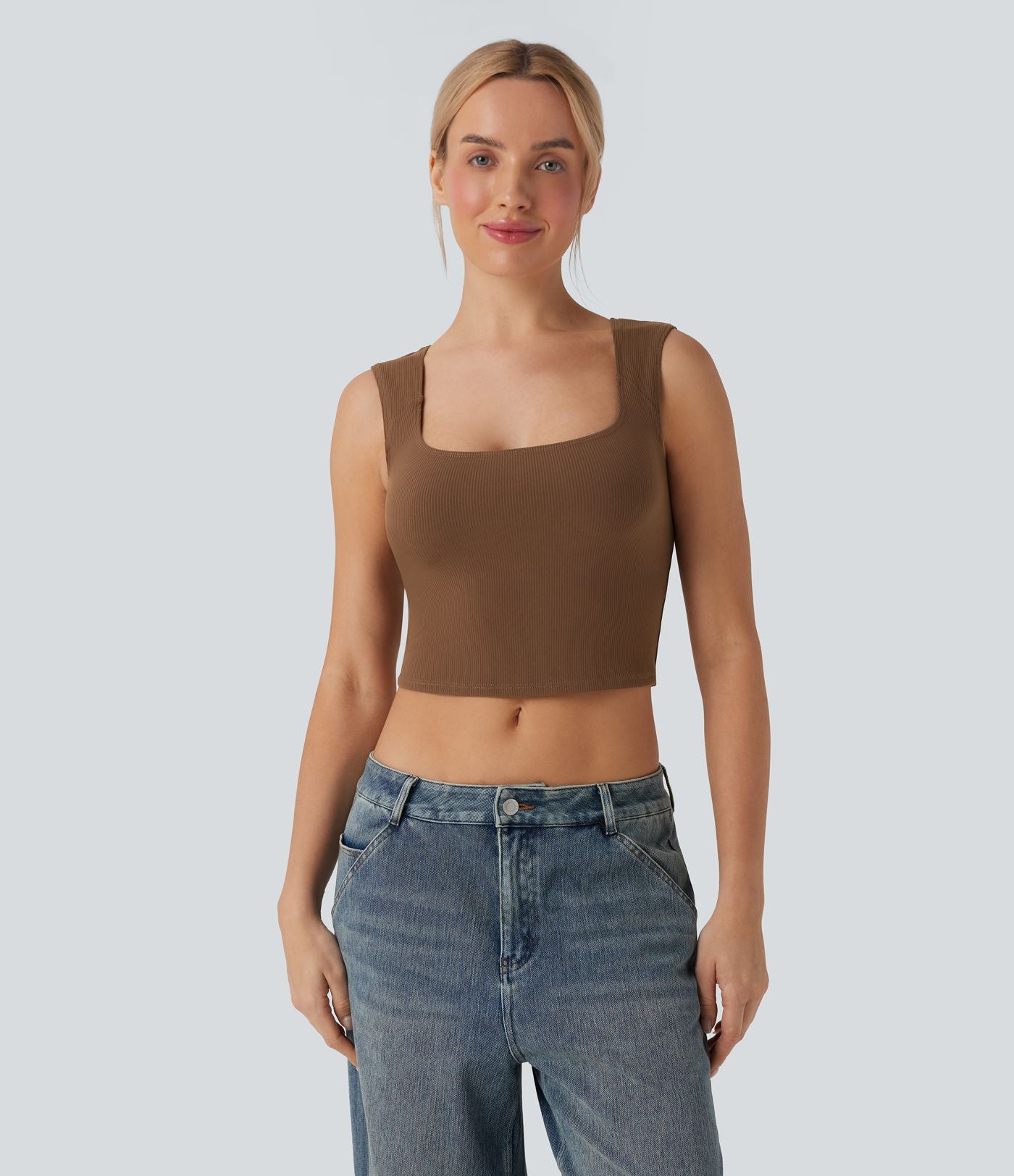 Débardeur crop casual SoftlyZero™ côtelé col U