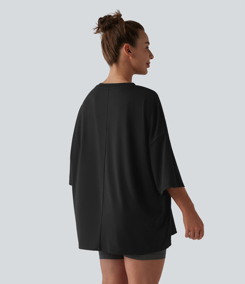 T-shirt décontracté col rond avec poche