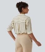 Chemise décontractée à rayures manches longues avec poches