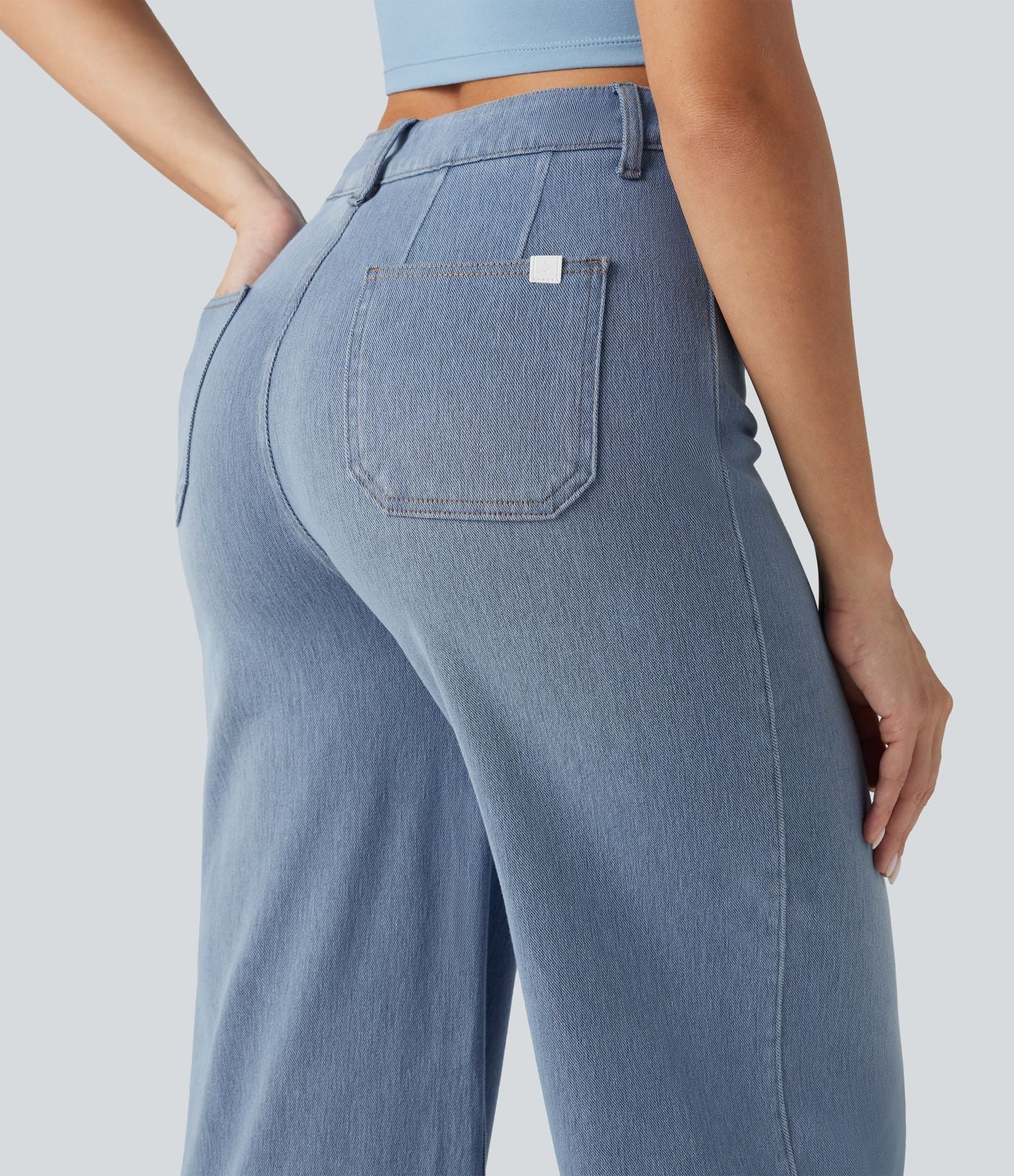 Jean large décontracté Halara Flex™ Curvy taille haute gainant avec poches