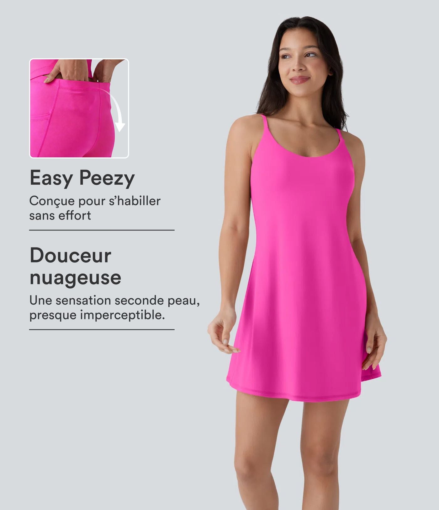 Softlyzero™ Plush Robe de danse courte dos nu avec short intégré - Version Easy Peasy