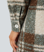 Veste sherpa longue manches longues carreaux avec poches
