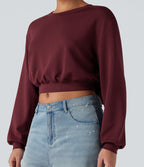 Sweat-shirt décontracté SpacerTek™ court, manches longues, col rond avec nœud dans le dos