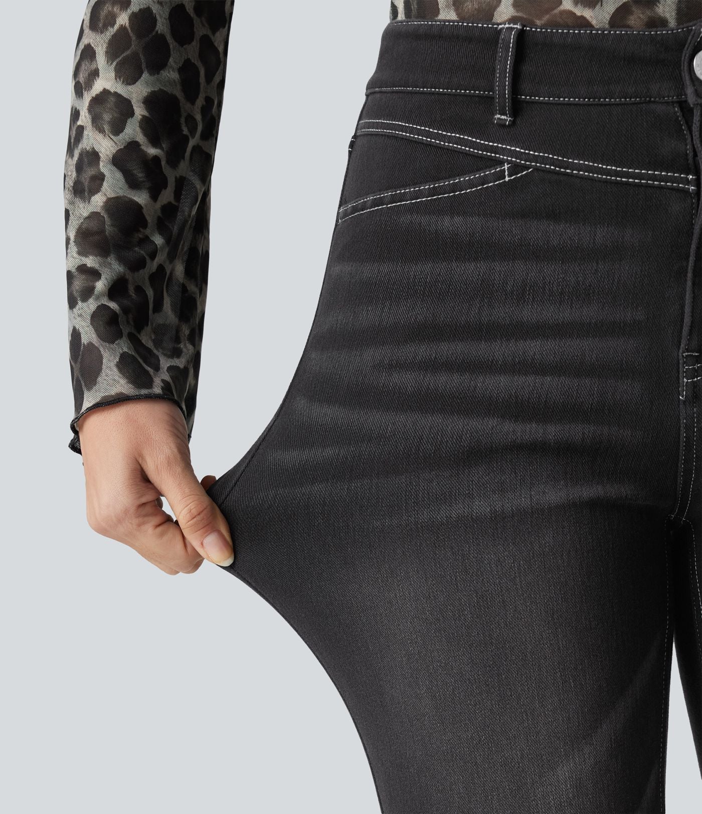 Halara Flex™ Jean slim casual capri taille haute avec fentes et poches
