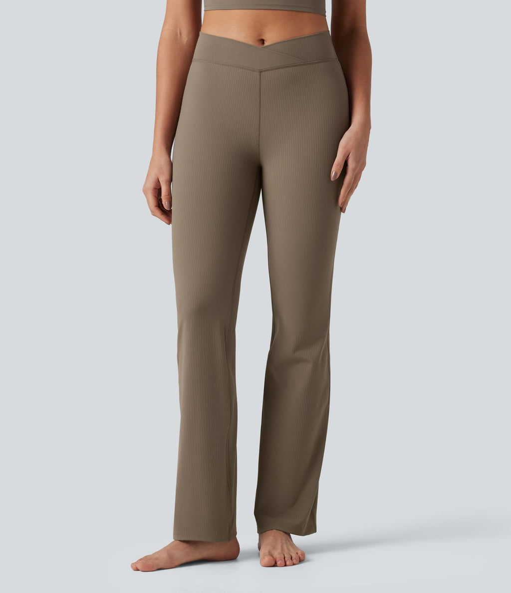 Legging de yoga Halara UltraSculpt™ côtelé, taille haute, évasé croisé, à poches