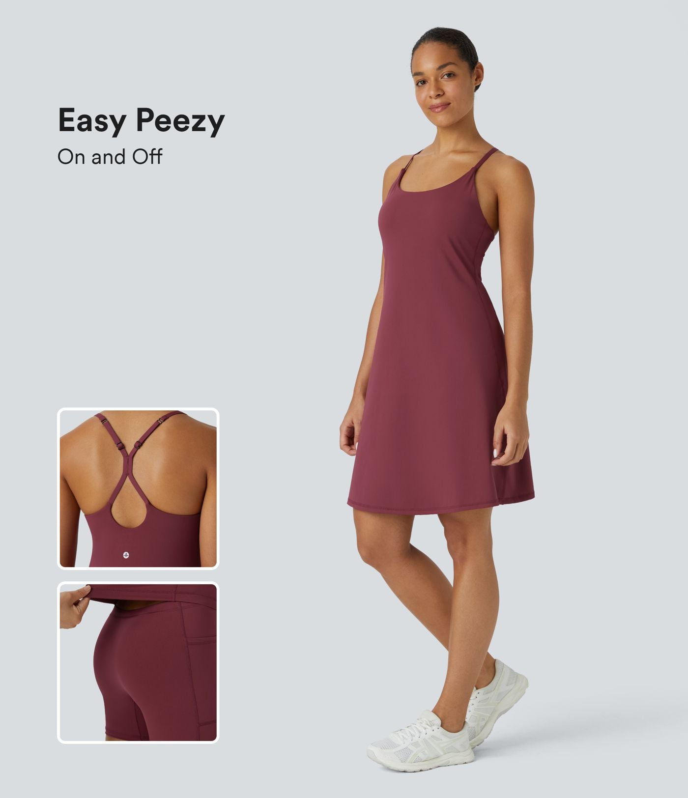 Softlyzero™ Airy Robe Sport Dos Nu Découpé Sangle Réglable Poche 2-en-1 Cool Touch Robe-Easy Peasy Edition-UPF50+ Plus Longue