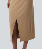 Jupe crayon midi tailleur asymétrique taille moyenne fendue avec poches