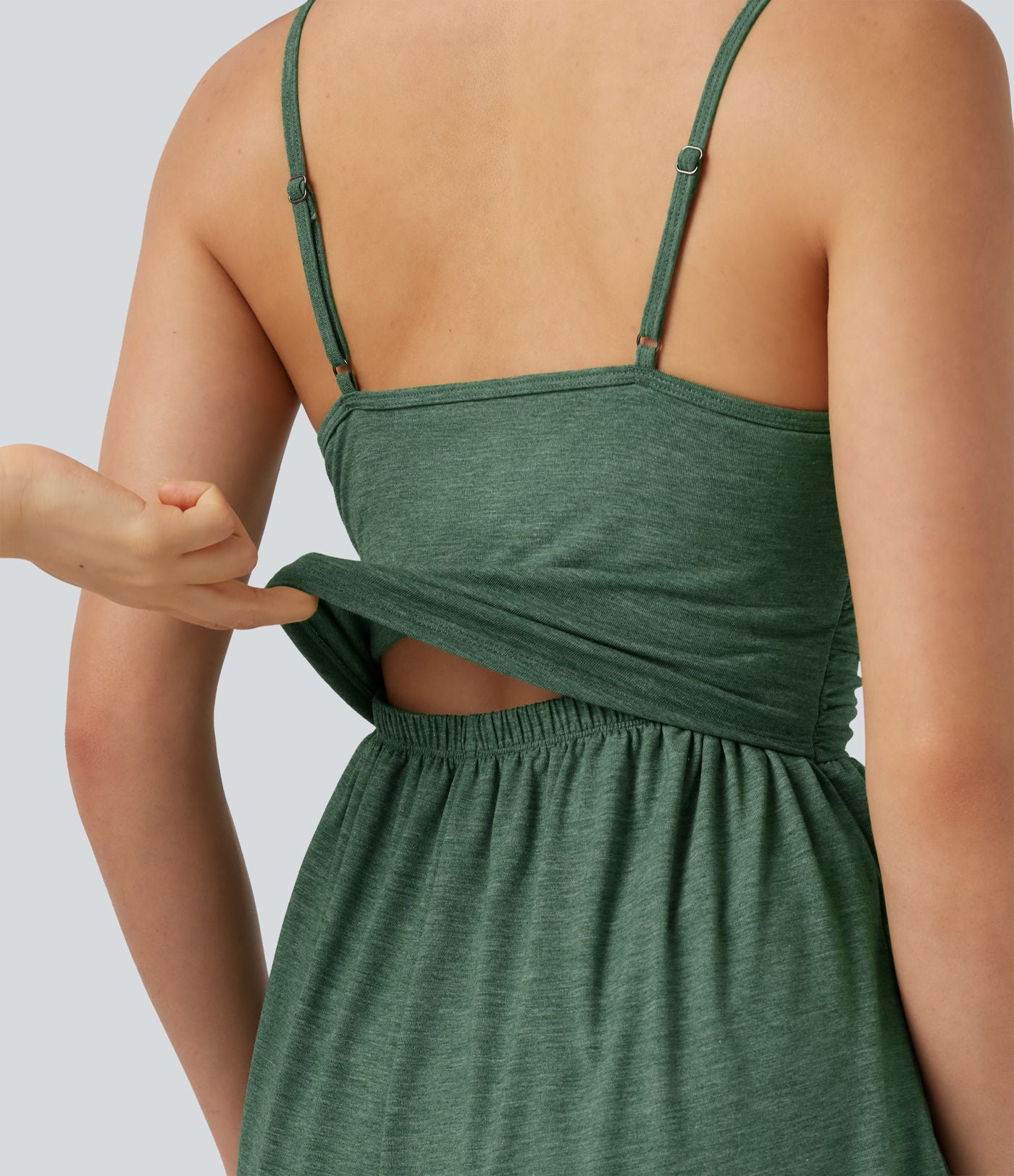 Combi-short casual 2-en-1 chiné froncé avec brassière intégrée et poches — Édition Easy Peasy