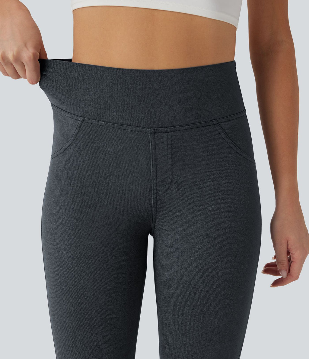 Legging de yoga gainant galbant taille haute imprimé denim avec poches Halara UltraSculpt™