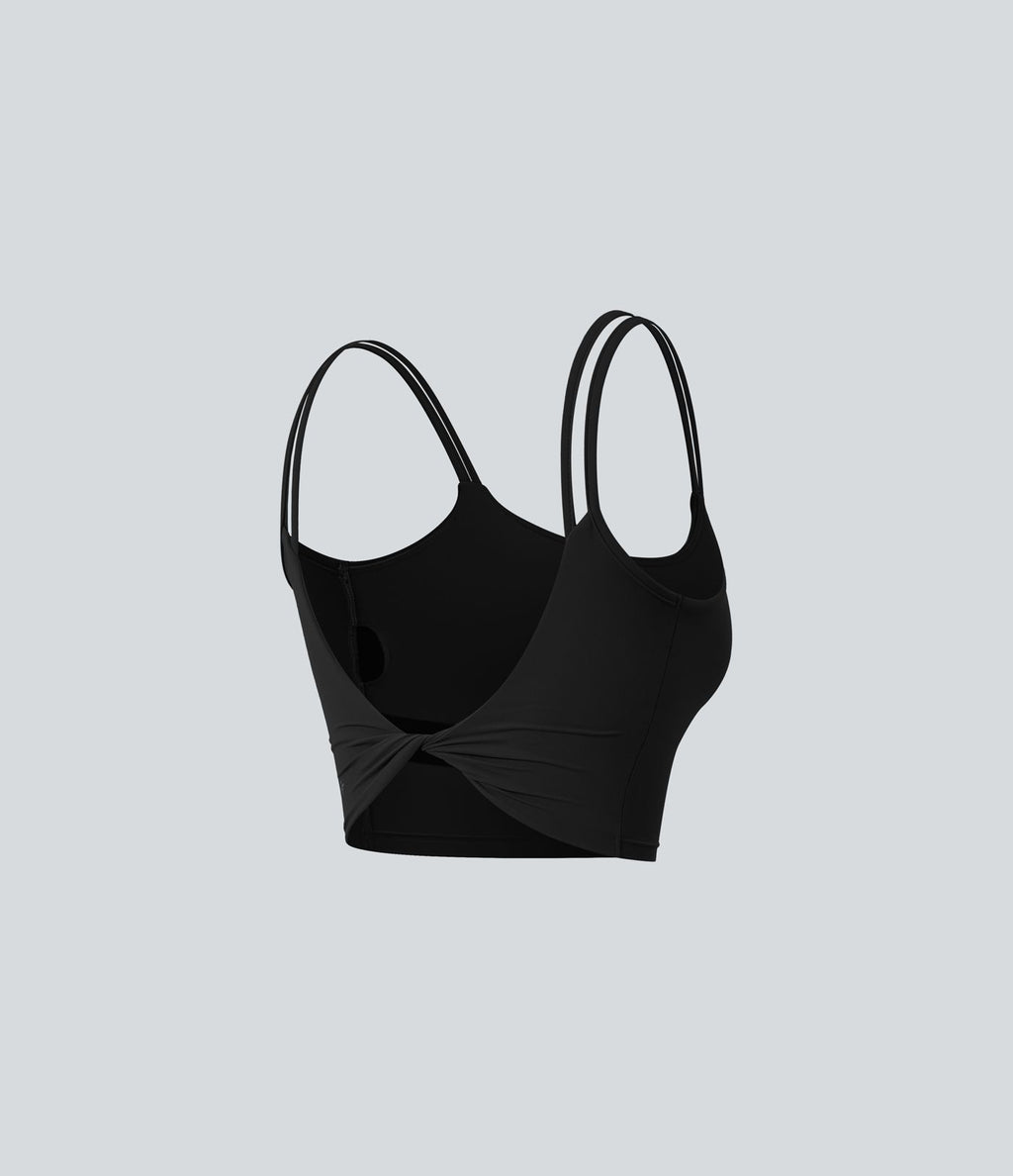 Débardeur yoga court Halara UltraSculpt™ double bretelles torsadé dos nu