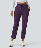 Pantalon de golf fuselé, taille mi-haute, cordon, ourlet courbé, séchage rapide, avec poches—UPF40+