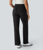 Halara Flex™ Jean Droites Travail en Maille Extensible Taille Haute Plusieurs Poches