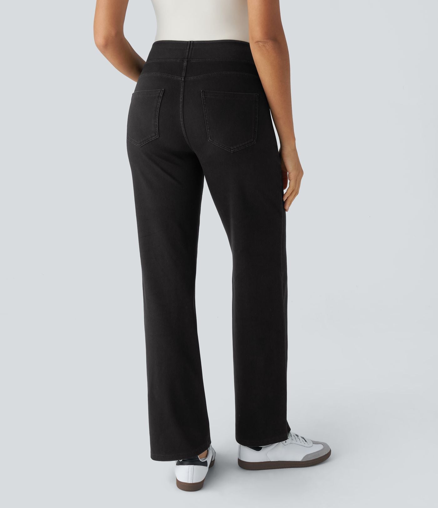 Halara Flex™ Jean Droites Travail en Maille Extensible Taille Haute Plusieurs Poches