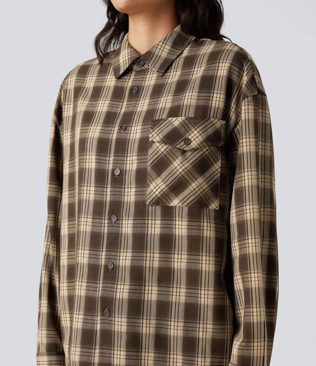 Chemise à carreaux coupe décontractée avec poche