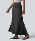 Jupe sirène casual longue taille haute avec ceinture repliable