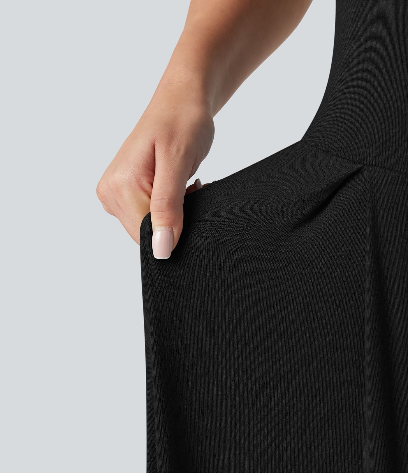 Robe midi casual fluide côtelée gainante à épaules dénudées