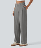 Halara Flex™ DayStretch Pantalon tailleur asymétrique jambe droite taille mi-haute avec poches