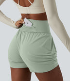 Short de yoga SoftlyZero™ Airy taille haute froncé effet frais InstantCool 7,5 cm avec poches